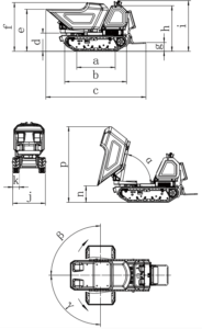 Xiniu Ken Stone Heavy machinery's Rhinoceros KS2700T buggy dimensions diagram seen from all angles