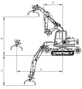 X110PLUS excavator operating range. Xinui, Ken Stone excavator