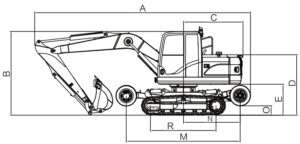 RHINOCEROS X120PLUS WHEEL-CRAWLER EXCAVATOR dimensions