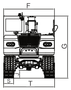 RHINOCEROS X120PLUS WHEEL-CRAWLER EXCAVATOR dimensions diagram from rear