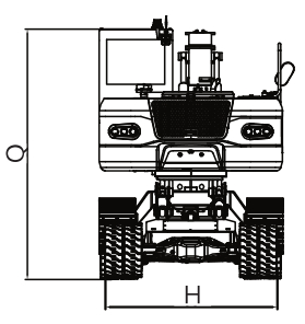 RHINOCEROS X120PLUS WHEEL-CRAWLER EXCAVATOR dimensions diagram from rear