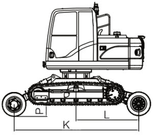 RHINOCEROS X120PLUS WHEEL-CRAWLER EXCAVATOR dimensions diagram sideways