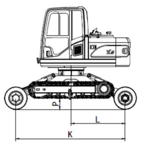 RHINOCEROS X9 WHEEL-CRAWLER EXCAVATOR dimensions diagram sideways