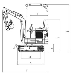 Xiniu Ken Stone Heavy machinery's Rhinoceros XN12 crawler excavator dimensions diagram