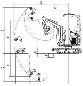 Rhinoceros Electric Excavator: XN12EV operating range diagram