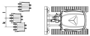 Xiniu Ken Stone Heavy machinery's Rhinoceros XN18 crawler excavator dimensions diagram, seen from above