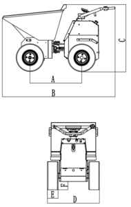 Rhinoceros electric mini dumper XN300E dimensions