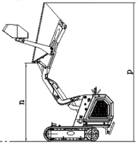 Diagram of the dimensions of the Rhinoceros XN800 mini dumper from Shandong Ken Stone Heavy Machinery Co., LTD in China