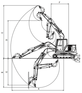 Xiniu Ken Stone Heavy machinery's Rhinoceros XN80 E crawler excavator operating dimensions diagram