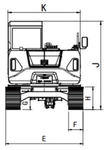 Xiniu Ken Stone Heavy machinery's Rhinoceros XN80 E crawler excavator dimensions diagram seen from behind