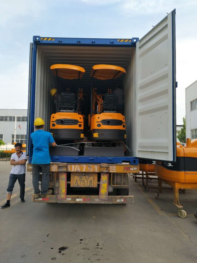 Ready to go! Rhinoceros XN08 mini excavators in container ready to be exported